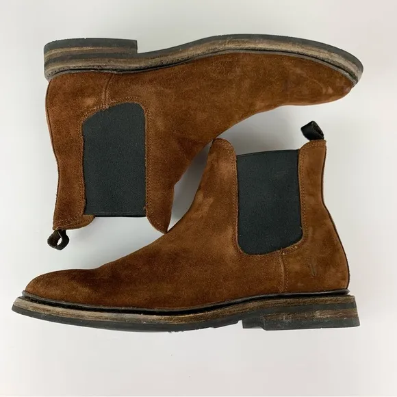 Frye Seth Brown Suede Leather Chelsea Slip On Ankle Boots 9D