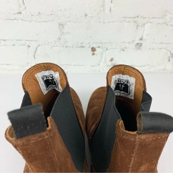 Frye Seth Brown Suede Leather Chelsea Slip On Ankle Boots 9D