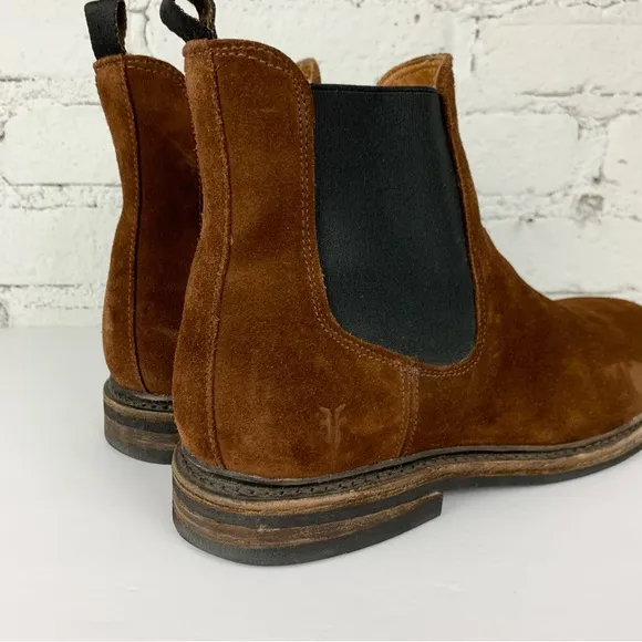 Frye Seth Brown Suede Leather Chelsea Slip On Ankle Boots 9D