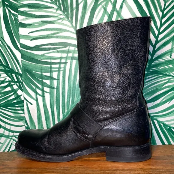 Frye Veronica Slouch Black Leather Harness Boots Women’s 8.5 B 77510