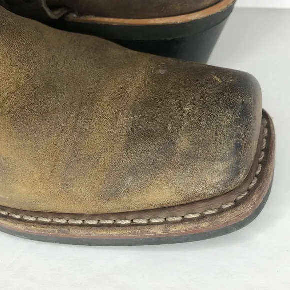 Frye Women's 8.5M Harness 12R Brown Leather Distressed Moto Biker Pull On Boots