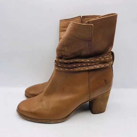 Frye Women’s Ankle Boot Tan Leather Slip On Classic Date Night Size 9.5 B