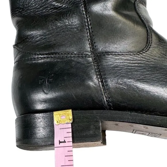 Frye Women’s Black Size 6 Melissa Button Leather Slip On Mid Calf Boots 77167