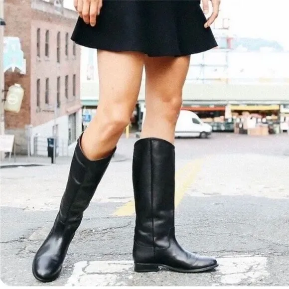 Frye Women’s Black Size 6 Melissa Button Leather Slip On Mid Calf Boots 77167