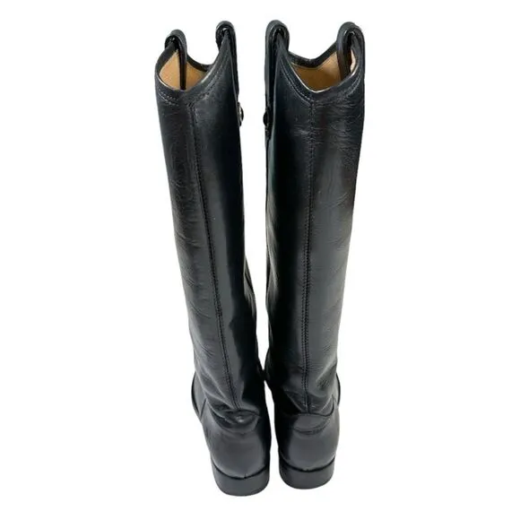 Frye Women’s Black Size 6 Melissa Button Leather Slip On Mid Calf Boots 77167