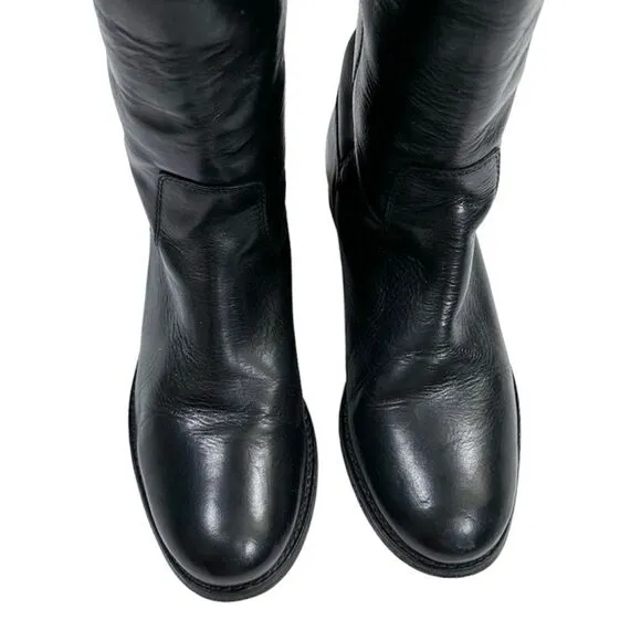 Frye Women’s Black Size 6 Melissa Button Leather Slip On Mid Calf Boots 77167
