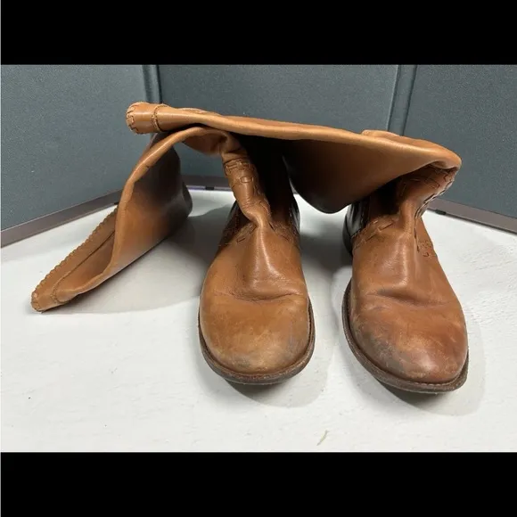 Frye Women's Size 8 B Pull On Soft Tan Leather Western Mid Calf Boots (77875)