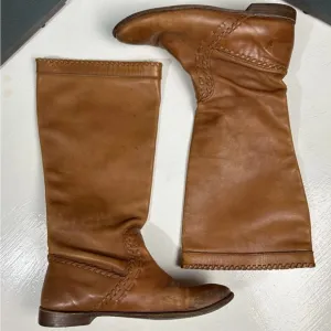 Frye Women's Size 8 B Pull On Soft Tan Leather Western Mid Calf Boots (77875)