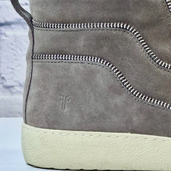 FRYE Womens Webster Zip High Fashion Sneakers Elephant Nubuck Size 9.5M