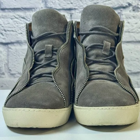 FRYE Womens Webster Zip High Fashion Sneakers Elephant Nubuck Size 9.5M
