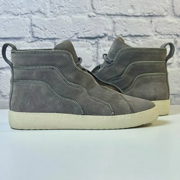 FRYE Womens Webster Zip High Fashion Sneakers Elephant Nubuck Size 9.5M
