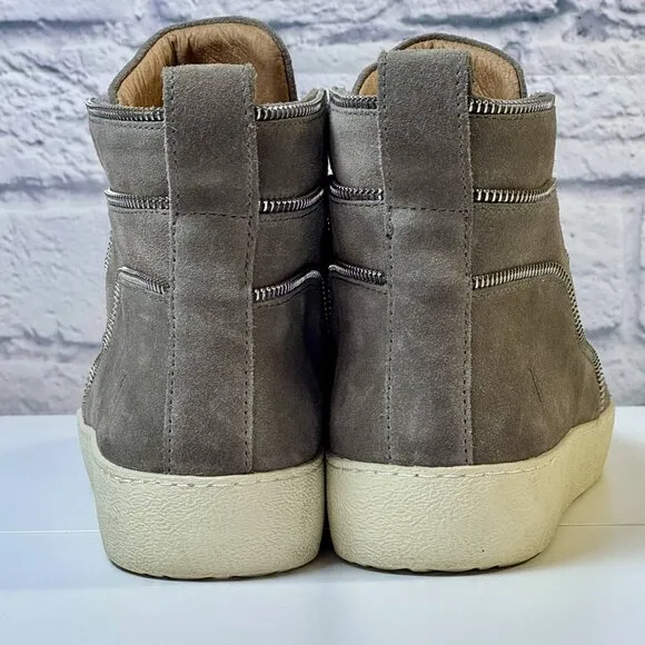 FRYE Womens Webster Zip High Fashion Sneakers Elephant Nubuck Size 9.5M