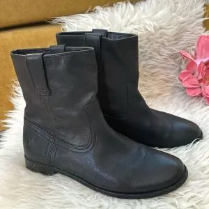 Frye Anna Short Boots Black Leather Size 7