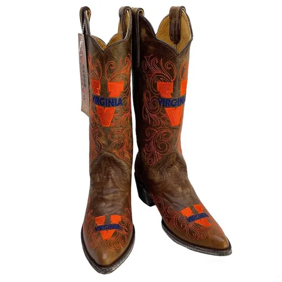 GAMEDAY BOOTS University Of Virginia Cavaliers Brown NEW Cowboy Boots Size 6.5