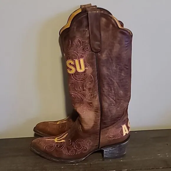 Gameday NCAA ASU Arizona State Leather Cowboy Boots Size 5