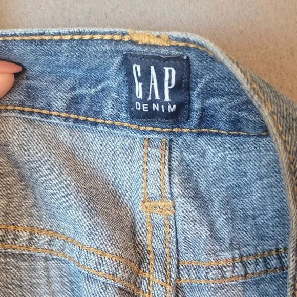 Gap Denim Womens Skirt Button Down Knee Length Sz 32 Dark Denim