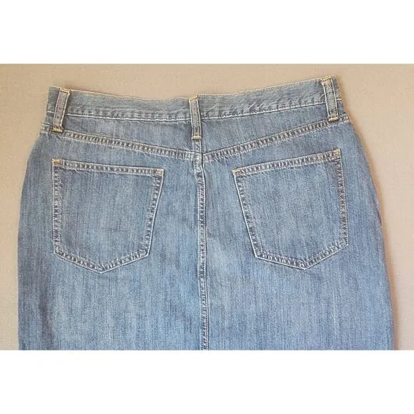 Gap Denim Womens Skirt Button Down Knee Length Sz 32 Dark Denim