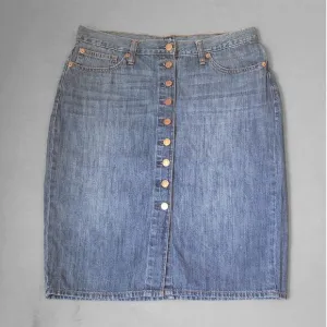 Gap Denim Womens Skirt Button Down Knee Length Sz 32 Dark Denim