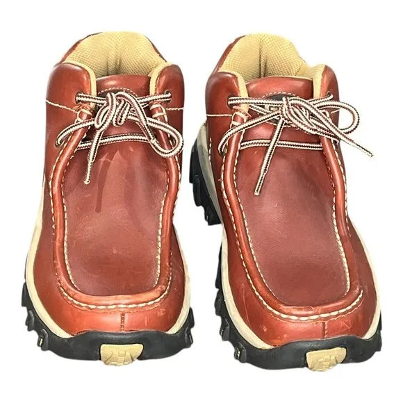 GBX Leather Ankle Boots Casual‎ Lace Up Lug Sole Brown Shoes Men Size 7.5
