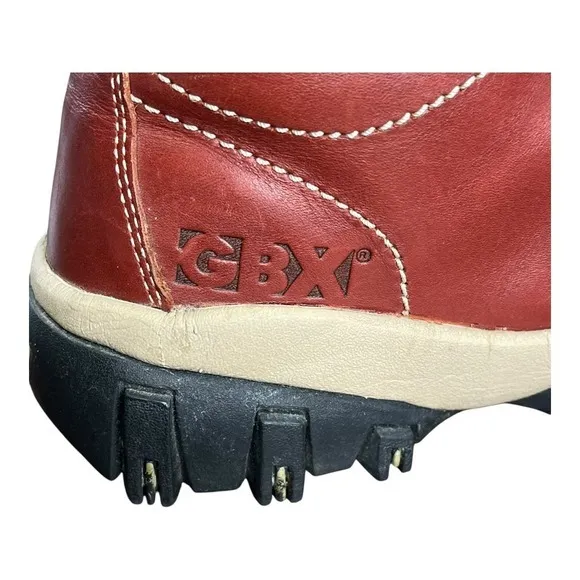 GBX Leather Ankle Boots Casual‎ Lace Up Lug Sole Brown Shoes Men Size 7.5