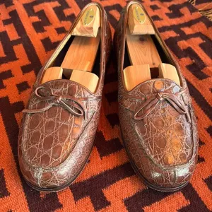 Genuine Crocodile Brown Leather Loafers