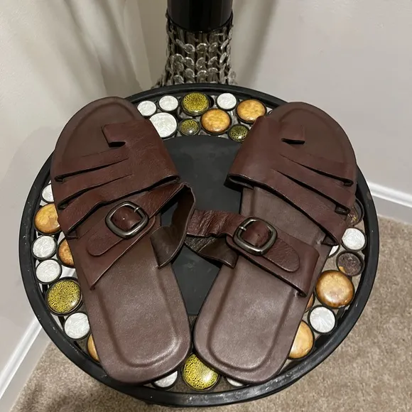Genuine Handmade Men's  Sandals Brown Size 8