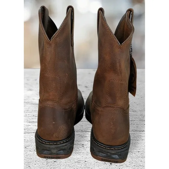 Georgia Boot Men's Leather Square Soft Toe Pull On Boots GB00513 Brown 10M‎ NWB