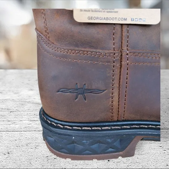Georgia Boot Men's Leather Square Soft Toe Pull On Boots GB00513 Brown 10M‎ NWB