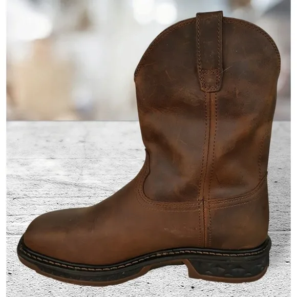Georgia Boot Men's Leather Square Soft Toe Pull On Boots GB00513 Brown 10M‎ NWB