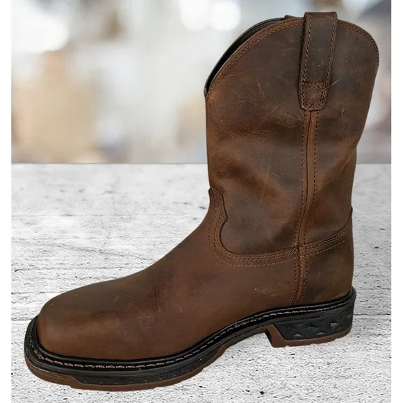 Georgia Boot Men's Leather Square Soft Toe Pull On Boots GB00513 Brown 10M‎ NWB