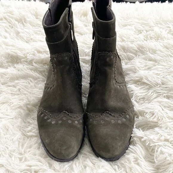 Geox Olive Green Suede Boots 36=6.5-7