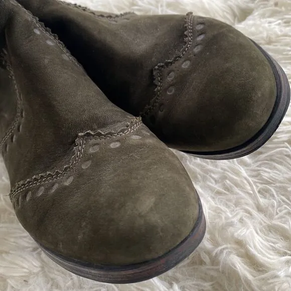 Geox Olive Green Suede Boots 36=6.5-7