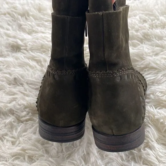 Geox Olive Green Suede Boots 36=6.5-7