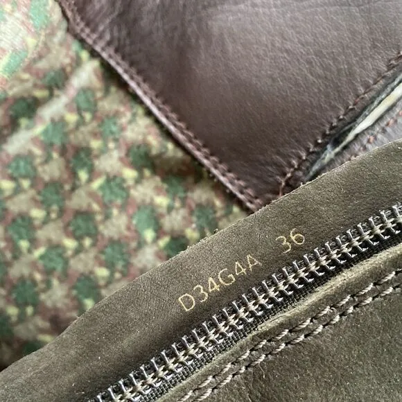 Geox Olive Green Suede Boots 36=6.5-7