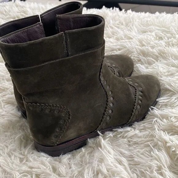 Geox Olive Green Suede Boots 36=6.5-7