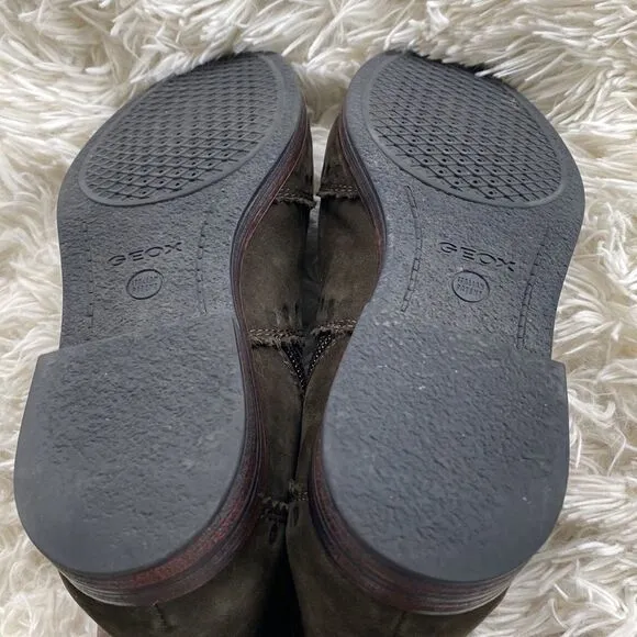 Geox Olive Green Suede Boots 36=6.5-7