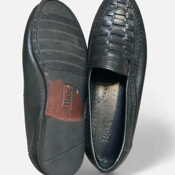 GH Bass Genuine Leather Venetian Weave Weejuns Black Men’s Loafers Size 10