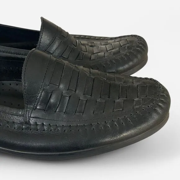 GH Bass Genuine Leather Venetian Weave Weejuns Black Men’s Loafers Size 10