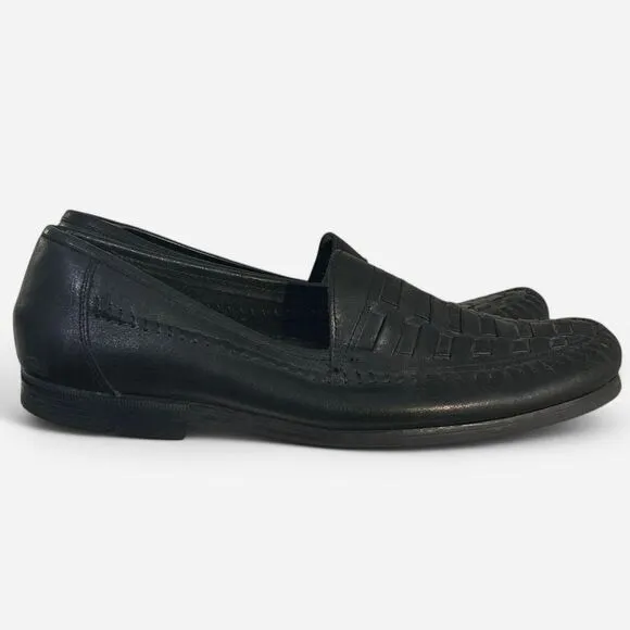 GH Bass Genuine Leather Venetian Weave Weejuns Black Men’s Loafers Size 10