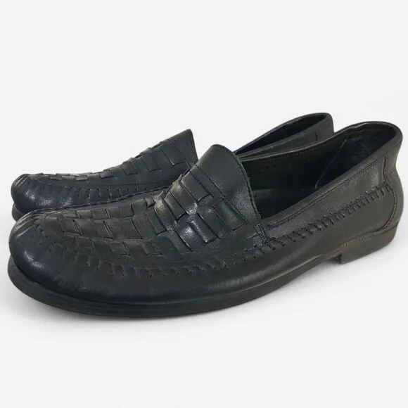 GH Bass Genuine Leather Venetian Weave Weejuns Black Men’s Loafers Size 10