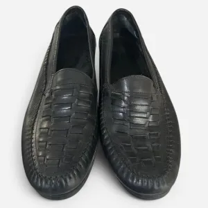 GH Bass Genuine Leather Venetian Weave Weejuns Black Men’s Loafers Size 10