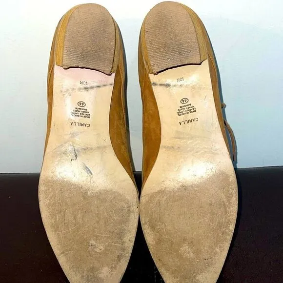 G.H. Bass &amp; Co. Camilla Tan Suede Heeled Ankle Boots Sz 10