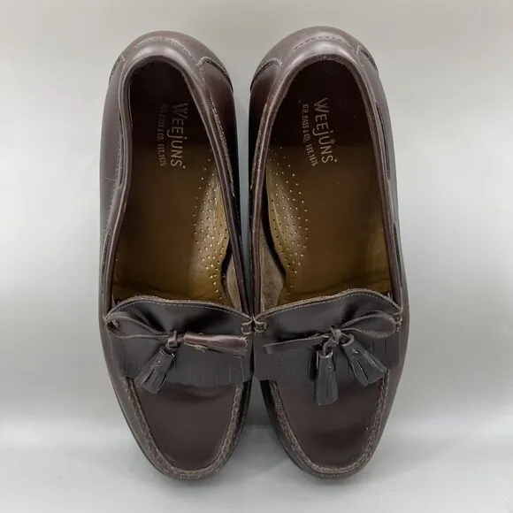 G.H.BASS Weejuns Kiltie Tassel Loafers Men Size 10.5 D Brown Leather Casual Shoe