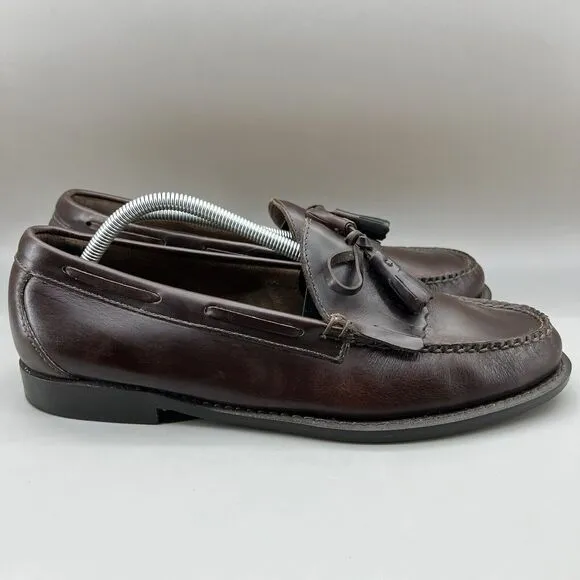 G.H.BASS Weejuns Kiltie Tassel Loafers Men Size 10.5 D Brown Leather Casual Shoe