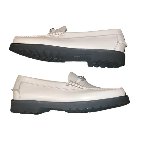 G.H.Bass Women Slip On Loafers Lianna Lug Weejun Size US 10 White Leather New