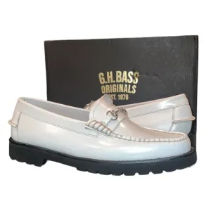 G.H.Bass Women Slip On Loafers Lianna Lug Weejun Size US 10 White Leather New
