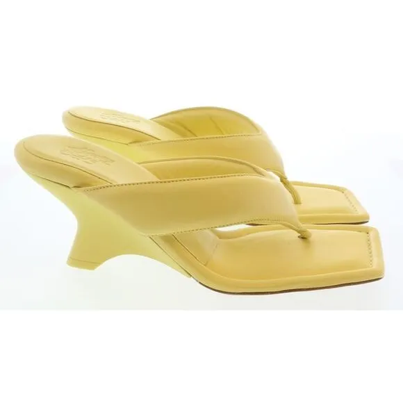 Gia Borghini Butter Yellow Thonge Mule with Wedge