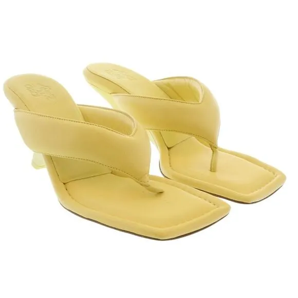Gia Borghini Butter Yellow Thonge Mule with Wedge