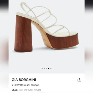 GIA BORGHINI GIA X RHW Rosie 28 Strappy  IvoryLeather Wood Platform Sandals Sz 8