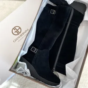 Giani Bernini Women's Sannaa Zipper Over-The-Knee Boots, Black Suede, Size 7M